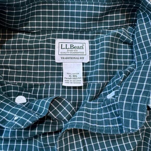 L.L. Bean shirt, XL, Traditional fit, 100% cotton, Forest Green pattern - Picture 8 of 8
